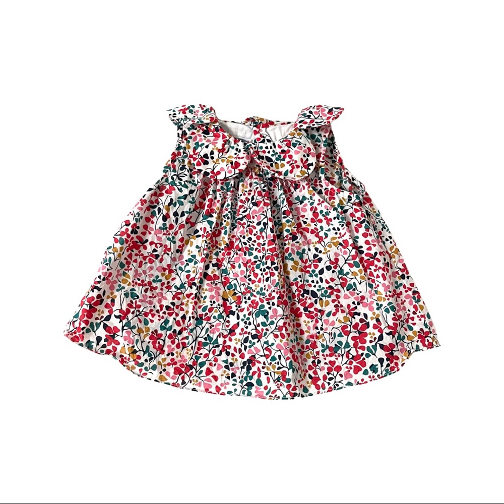 Floral Jacadi sleeveless blouse 6m